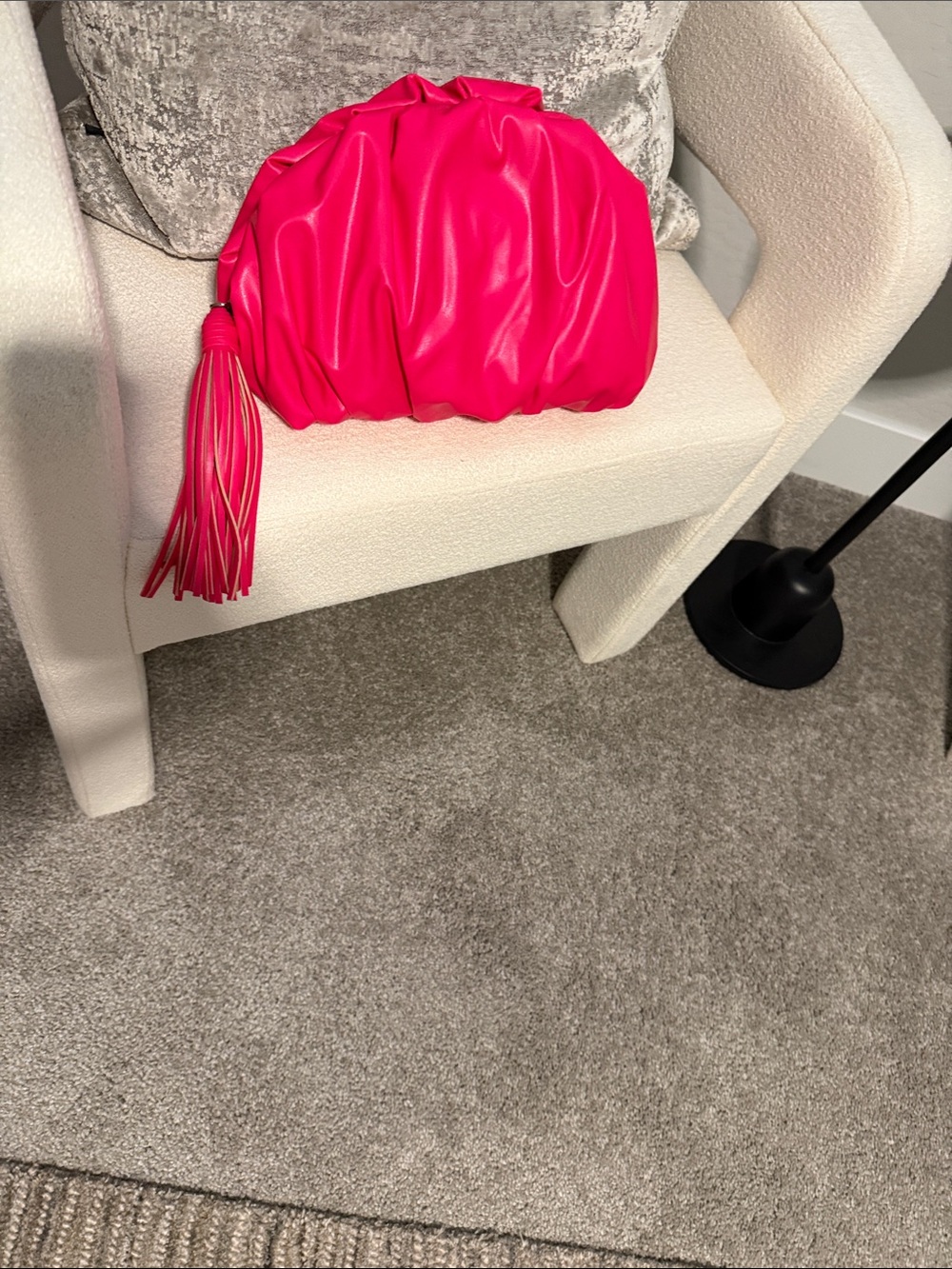 Rebecca Minkoff Hot Pink Ruched Tassel Clutch